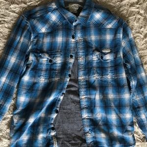 LUCKY BRAND Distinctive Western Flannel Blue sz M